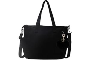 DOGMOON Corduroy Tote Bag for Women, Waterproof Cord Tote Bag with Heart keychain, Large Shoulder Bag with Zipper and Pockets, Big Capacity Shopping Bag for Work Travel College Daily Use