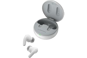 LG Electronics LG Tone Free DT90Q Auriculares intraurales Bluetooth, con sonido Dolby Atmos, tecnología MERIDIAN, cancelación activa de ruido ANC, y UVnano+, blanco