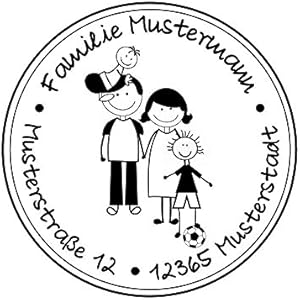 Familienstempel | Adressstempel | Familienmitglieder mit Familienname und Adresse | Eltern mit 1 Jungen und Kleinkind