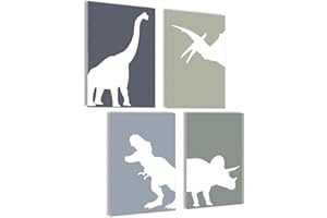 Oyifan Kinderzimmer Dekorationen, Dinosaurier Poster, Jungen Zimmer Dekorationen, 4pcs Deko Kinderzimmer für Jungen, Mädchen, Babyzimmer Bilder, Bild Kinderzimmer Dekoration