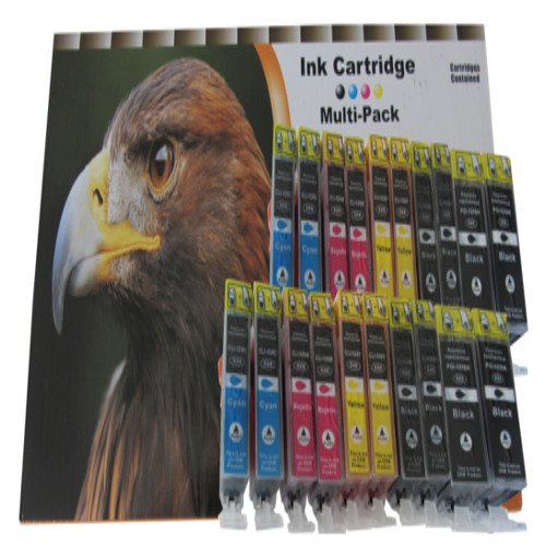 20 Drucker Patronen für CANON PIXMA IP4200 IP4300 IP5200 IP5300 ´/ Canon Pixma MP500 MP530 MP600 MP600R MP610 MP800 MP800R MP810 MP830 MP970 / Canon Pixma MX 850 / Canon Pixma IP 4200 4300 4500 4500x 5200 5200r 5300 MIT CHIP Lieferung besteht aus 4 x schwarz dick komp. PGI-5BK 28ml / 4 x schwarz dünn CLI-8BK 14ml / 4 x blau CLI-8C 14ml / 4 x rot CLI-8M 14ml 4 x gelb CLI-8Y 14ml