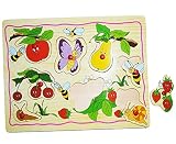 1 BRETT _ Steckpuzzle mit Griffen – “ Tiere / Fahrzeuge oder Früchte “ – aus Holz – großes Holzpuzzle / Einlegepuzzle – Griff Legespiel – Rahmenpuzzle / Kinderpuzzle – Tierpuzzle / Motorikspiel – Motorik – Puzzle – für Kinder / Mädchen Jungen – Kinderpuzzle - 4