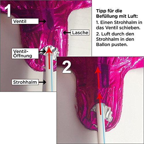 Ballon Zahl 18 in Pink + passende 18er Raumdeko Banner und Wimpelkette + Metallic Konfetti – XXL Riesenzahl 100cm – zum 18. Geburtstag – Party Geschenk Dekoration Folienballon Luftballon Happy Birthday Achtzehn Rosa - 2