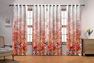 Ultimate Trends Polyester Floral Curtain, Door - 8 Feet, Multicolour, Pack of 4