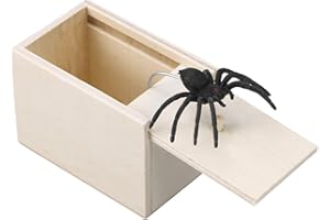 STOBOK Spinne Überraschung Streich Holz Angst Box Witz Spielzeug Narren Day Box für Erwachsene Kinder (White Board, Spinne)