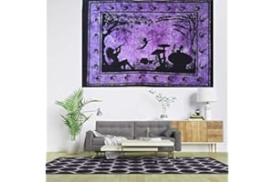 AVA Collections Colourful Angel FAIRY LOVE Tapestry Wall Hanging Mandala Bohemian Wall Poster Tapestry (Size 40 x 30 inches) (Purple)