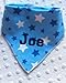 Personalised Baby Boy Blue Star Bandana Dribble Bib. Great baby gift