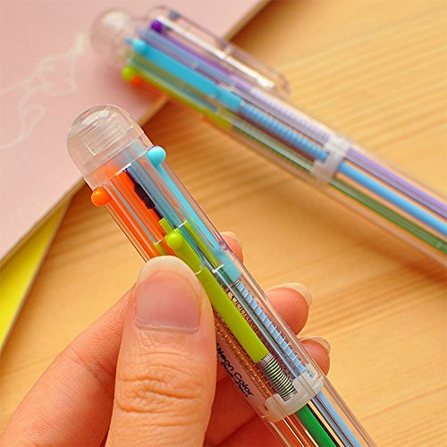 JUNGEN Kugelschreiber mehrfarbig transparenter Pol Schüler Stift Multifunktions-Presse farbigen Stift Stift 5 Stück - 3