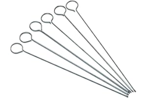 KitchenCraft Flat Kebab Skewers, Stainless Steel, Set of 6 Reusable Metal Skewer Sticks, Simple Cleaning, 2cm (8'')