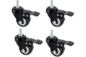 Onerbuy 4 Pack Caster Wheels Heavy Duty Swivel Casters with Brakes, Dual Locking wheels Replacement for Industrial Trailer, Home Furniture, Office Table Cabinet(1.5 Inch M8 Stem)