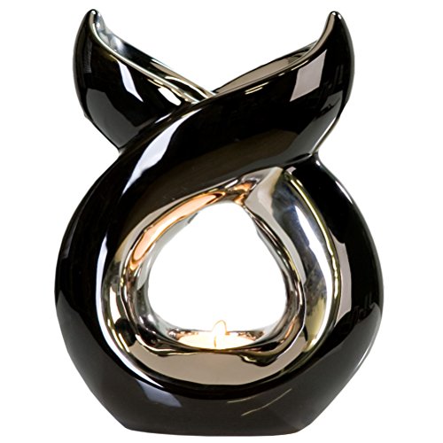 Duftlampe Aromabrenner Lago aus Keramik · schwarz/Silber Höhe 20 cm