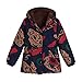 Produktbild TianWlio Jacken Parka Mäntel Herbst Winter Warme Jacken Strickjacken Damen Winter Warm Outwear Blumendruck Mit Kapuze Taschen Vintage Übergröße Mäntel Khaki XXL