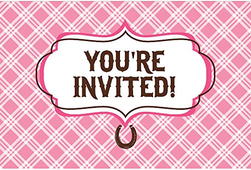 16-teiliges Einladungskarten-Set * WEISSES PFERD * für Kindergeburtstage oder Motto-Partys // Geburtstag Party Invitation weiß und rosa Schimmel