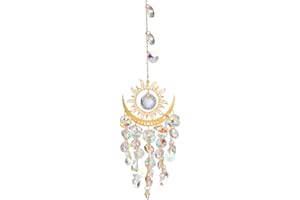 ZUHK Colorful Crystal Rhinestones Suncatcher Window Hang Pendant,Moon Crystal Dream Catcher,fit for Garden Christmas Tree Wedding Party Patio Backyard Car Home Indoor Outdoor Decoration (Mixed color)