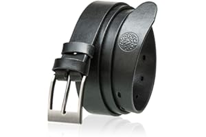 BETLEWSKI - Pasek męski skórzany pasek męski – pasek męski z naturalnej skóry bydlęcej z możliwością skrócenia – pasek z prawdziwej skóry z certyfikatem