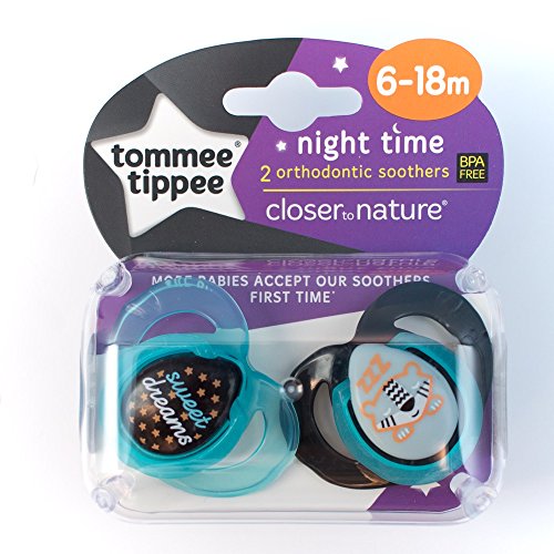 Tommee Tippee Closer To Nature Night Time Soother Twin Pack - 6-18m (Sweet Dreams-Blue)