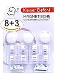 Kleiner Elefant 2017er Version - 8+3 Schrankschloss-Set. Unsichtbare Kindersicherung für Schrank, Kommode und Schubladen. Das Sicherheitsschloss für Babys und Kinder. Magnetschloss ohne Bohren oder Schrauben. 8 Schlösser, 3 Schlüssel (nicht nur 2).