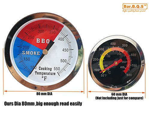 Bar.B.Q.S 01T15 550F (2-Pack) 7.6CM Kohlegrill PIT WOOD SMOKER Templehre THERMOMETER 2.5 STEM SS RWB, Modell:, Haus & Garten Shop - 5