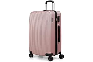 FOSANI Medium Suitcase |Aluminium Telescopic Handle | Lightweight | Hard-Shell Suitcases |3 Digit Combination Lock | 4 Silent Dual Spinner Wheels (Rose Gold, Medium 24'')