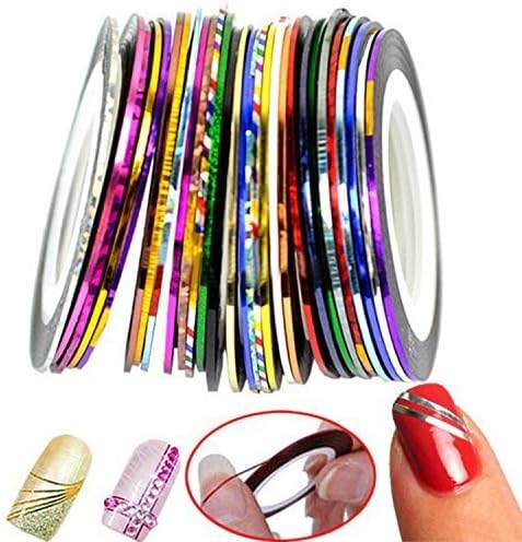 30 Colors Multicolor Mixed Colors Rolls Striping Tape Line Nail Art Decoration Sticker DIY Nail Tip