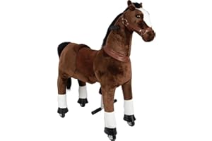 small foot Reitpferd auf Rollen aus Plüsch, Spielpferd zum Reiten, belastbar bis 50 kg, für Kinder ab 5 Jahren, 12462, Braun
