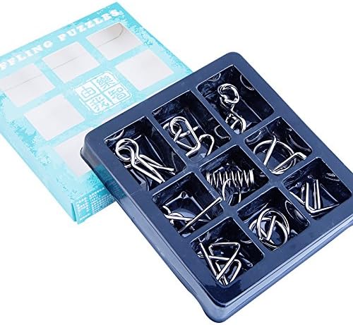 Puzzle IQ 9PCS/Set Metal Wire Mind Brain Teaser Puzzles Game for Adults Children Kids | Dingze (B)