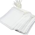 T&B 1.97"X2.76" Disposable Tea Filter Bags Empty Cotton Muslin Drawstring Seal Filter Tea Bags Drawstring Herb Loose Tea bag (100PACK, 1.97"X2.76")