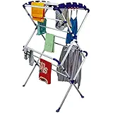 Parasnath Ppcp Robert Drying Foldable Cloth Stand (109 X 114 X 20 cm, White & Blue)