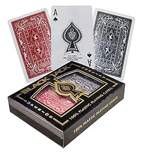 The Ace Card Company Black Jack Premium Plastic Bridge Playing Cards with Case (2 Decks)