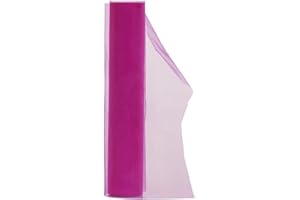 COVERING ALL OCCASIONS 29cm x 25m Organza Roll Snow Sheer Fabric - Glitter Roll for Christmas Chair Bows, Table Runners, Dress Accents, Crafting Supplies for Ribbons, Party Favours, Fuchsia