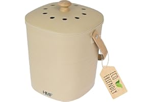 HMF Ekologiczny kosz na odpady kuchenne, bezzapachowy kosz na kompost z pokrywką, 3 litry, beżowy