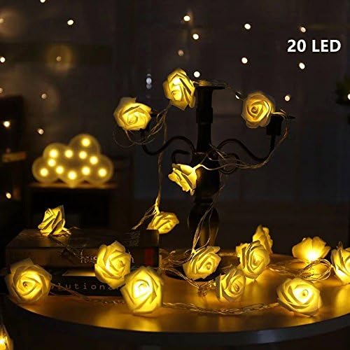 LED String Lights GKONGU 2.2M 2O LED Battery Operated Garden White Rose String Lights Ideal For Christmas Tree Birthday Party Decorations-Warm White