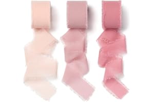 AOKSUNOVA - Nastro in chiffon adatto per regali e matrimoni, rosa, 2,5 cm x 18,9 m, rosa antico