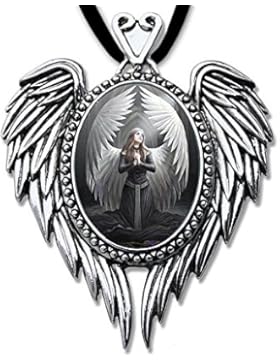 Betender Engel Anhänger Amulett Cabochon mit Halsband Engelanhänger Schmucksäckchen und Karte 14