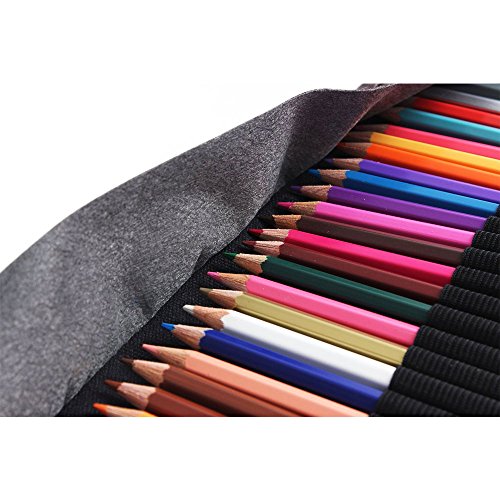 NIUTOP Canvas pencil wrap  sostenedor del l  piz 72 color l  pices caso rollo multiusos bolsa de arte de la oficina de la escuela  72- Negro 