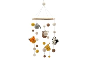 Én Gry & Sif Baby Mobile Felt Hand-Made Fair Trade Baby Room Decoration for Girls & Boys Hanging Over Changing Table Baby Cot Playpen I Safari