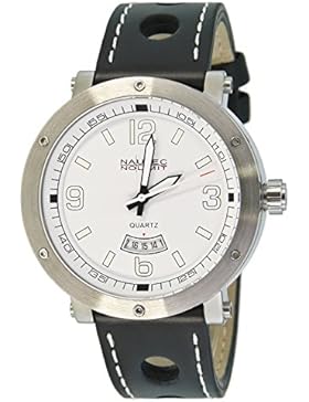 Nautec No Limit Herren-Armbanduhr XL Shamal Analog Quarz Leder SM QZ3/LTSTWH-WH