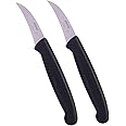 KOHE Curved Paring Knife, Stainless Steel Vegetable & Fruit Cutting Carving Blade Knife for Professional and House Use (2) (1120.1 Black)