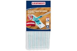 Leifheit Funda de recambio Clean Twist M Ergo micro dúo, funda de microfibra lavable para mopa superabsorbente, funda de mopa fregona para suelos lisos