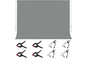 jiuzcare Backdrop Grau 3x2m Fotohintergrund Hintergrund Fotografie Backdrop Grey 100% Polyester Hintergrundstoff mit 4 Hintergrund-Clip 4 Federklemm für Hintergrundstand Fotostudio