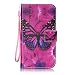 Produktbild Nancen LG K7 / LG K8 / LG Tribute 5 (5 Zoll) Hülle Case Handyhülle Brieftasche Etui Lederhülle Schutzhülle Abdeckung Bookstyle Klappcase mit 2 Kartenslots 1 Wallet Tasche Handgelenk Seil Magnetverschluss Bracket-Funktion Full Silikon Weich Innenschale Gemaltes Muster [Schwarzer Schmetterling]
