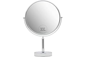 MIRRORVANA Miroir Grossissant x3, Miroir Rond pour Salle De Bain, Miroir de Table pour Maquillage avec Rotation à 360, Miroir Loupe sur Pied 3 Fois et 1 Fois, 18cm (28 cms)