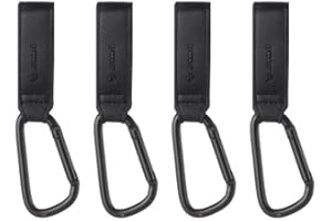 JANE Jané Lot de 4 Crochets Multifonctions universels pour Guidon, Caddie, Poussette et Landau, pour accrocher des Sacs, Les Courses, Un Sac à Dos, etc. jusqu'à 5 kg, Noir