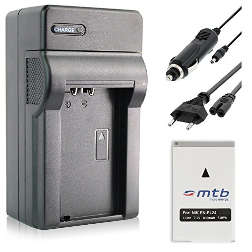 Batterie   Chargeur  Auto Secteur  EN-EL24 pour Nikon 1 J5  Nikon 1J5   Nikon DL18-50  DL24-85  Li-Ion - 7 2V - 800 mAh - avec Infochip 