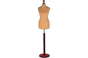 DISPLAY GURU Tailor Dummy torso Female UK Size 14/16 Red Wood ROUND BASE Gold