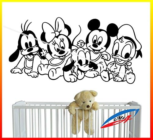 wall4print Wall Art Sticker Decals Wall Décor Children's Room Nursery Disneys Characters Baby Mickey & Minnie Mouse, Pluto, Donald Duck & Goofy D33