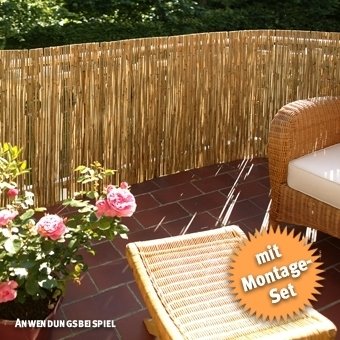 Videx-Sichtschutzmatte Schilfrohr Föhr, 100 x 600cm mit 75 Schlaufen