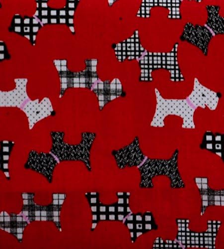 Red Scottie Dogs Print FQ PolyCotton Fabric - 1 x Fat Quarter