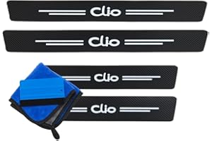 ODOKIT Seuil De Protection Porte Fibre De Carbone Noir - Compatible avec Renault Clio 3 4 5 - Accessoires 4 Pièces - Facile à Installer - Pose Rapide - Look Sportif et Moderne - Sticker Autocollant