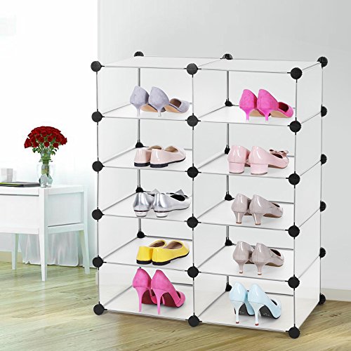 Songmics 5 Ebenen Schuhregal Schuhschrank Schuhablage Schuhständer Regalsystem Weiß 90 x 76 x 37 cm LPC20W - 2